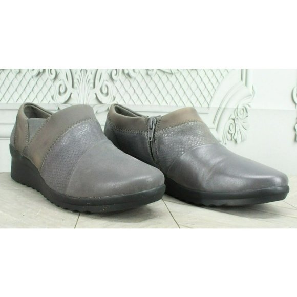 Clarks Cloudsteppers Caddell Denali Gray Leather Casual Slip On Shoes Size 8 M - Picture 3 of 9